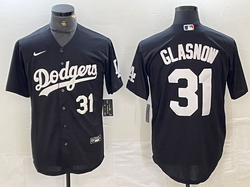 Men Los Angeles Dodgers 31 Glasnow Black Nike Game MLB Jersey style 5